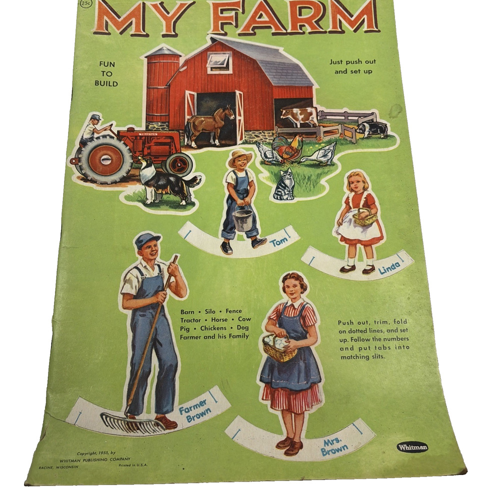MY FARM Cut-out Building Book 1955 Whitman